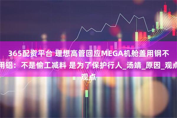 365配资平台 理想高管回应MEGA机舱盖用钢不用铝：不是偷工减料 是为了保护行人_汤靖_原因_观点